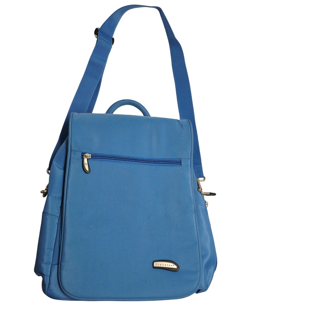 Travelon Convertible Crossbody Backpack Bag Womens OS Blue Nylon Multi-Pocket